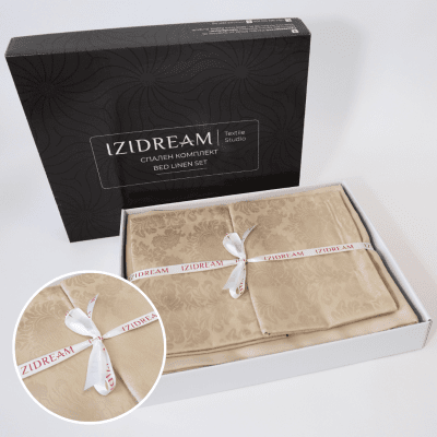 Двоен спален комплект "Памук Сатен Жакард" капучино