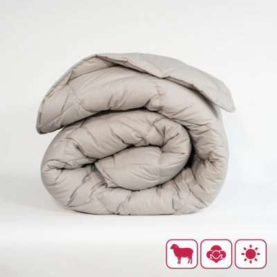 Лятна вълнена завивка "Мерино Лайт Сива" единична 150/210 см    