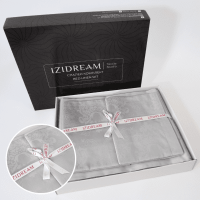 Единичен спален комплект "Памук Сатен Жакард" сив