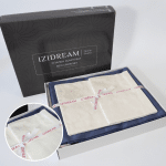 Единичен спален комплект "Памук Сатен Жакард" син с екрю 