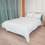 Единичен спален комплект "Памук Сатен Жакард" син с екрю 